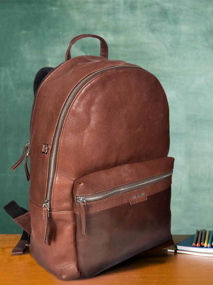 Sassora Premium Leather Laptop Backpack - Tan (L)-picture-23