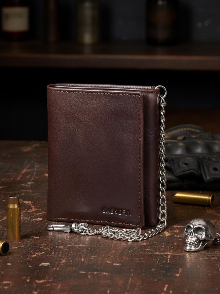 Sassora RFID Blocking Genuine Leather Trifold Biker's Wallet-picture-11