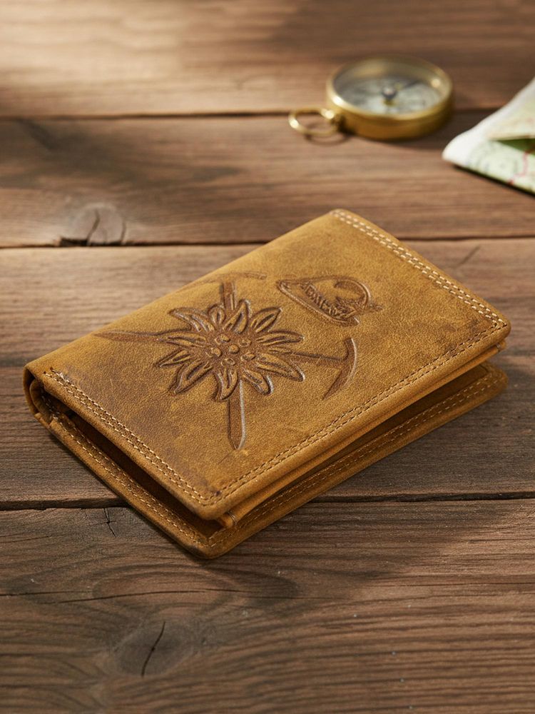 Sassora Leather RFID Blocking Embossed Design Bifold Wallet - Tan (L)-picture-25