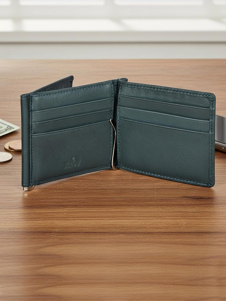 Sassora Leather RFID Slim 12 Card Slots Money Clip Wallet - Blue (L)-picture-26