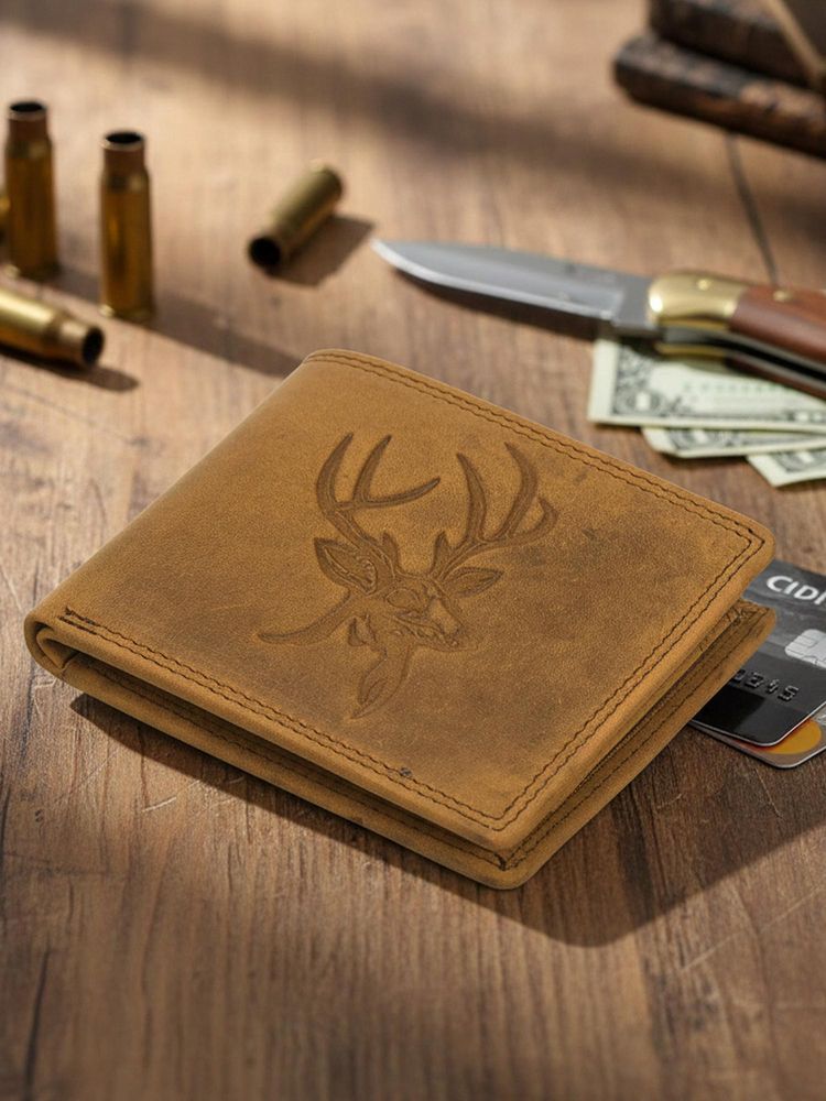Sassora RFID Blocking Leather Embossed Deer Design Wallet (L)-picture-15