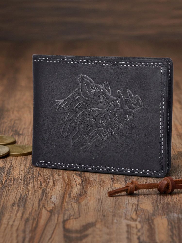 Sassora Leather High Capacity Embossed Design Bifold Wallet - Black (L)-picture-22