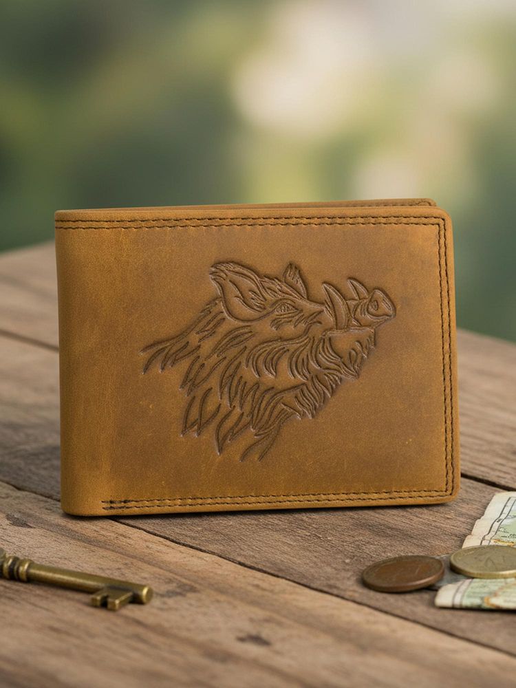 Sassora Leather High Capacity Embossed Design Bifold Wallet - Tan (L)-picture-26