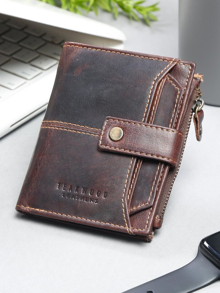 Teakwood Men Brown Genuine Leather Two Fold Wallet-picture-23