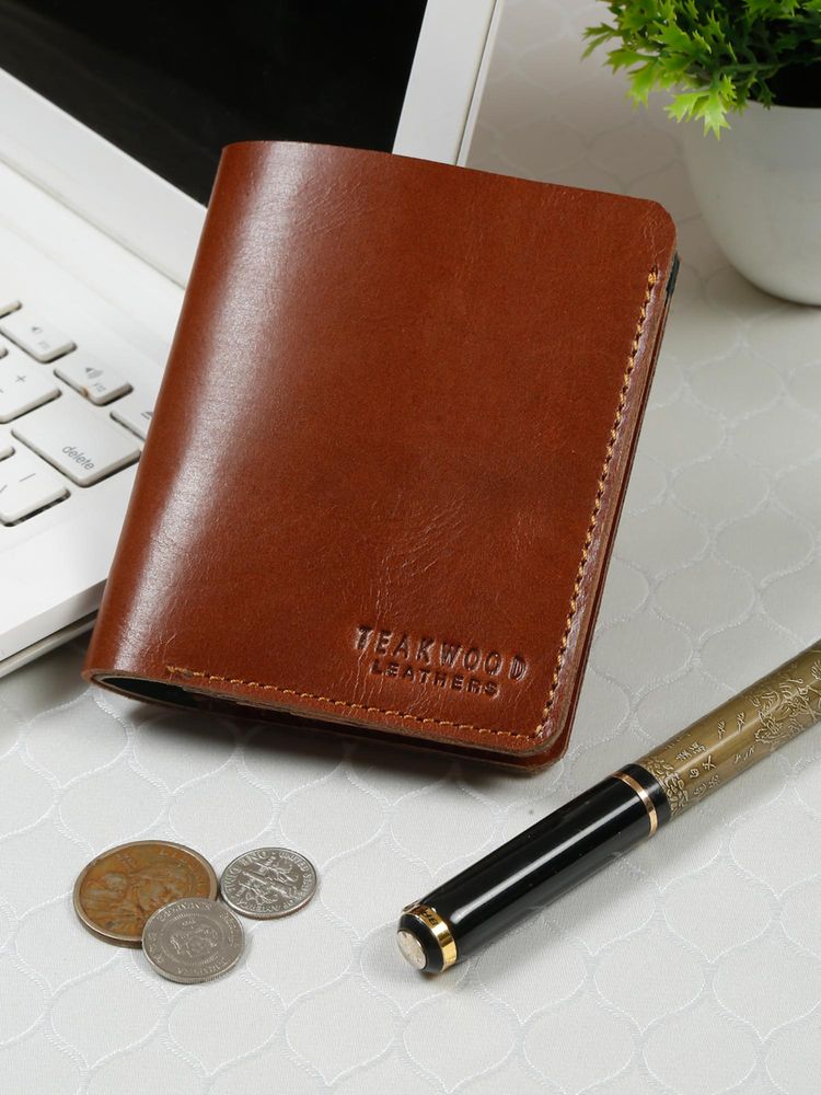 Teakwood Men Tan And Green Two Fold Wallet-image-27