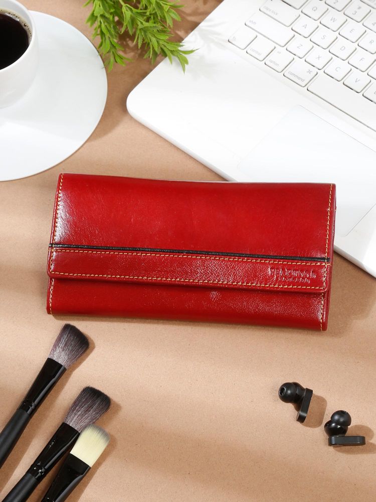 Teakwood Women Red Leather Two Fold Wallet-image-45