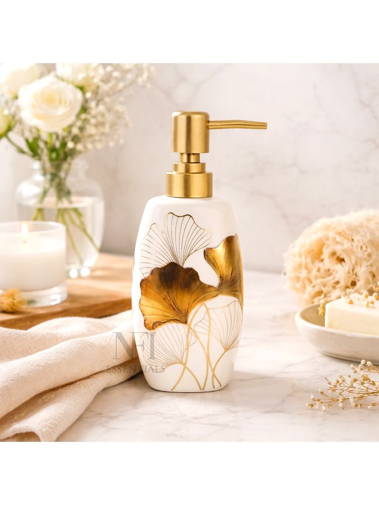 NFI Essentials Ceramic Soap Dispenser with Gold Colour Pump-picture-13