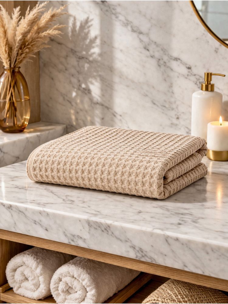 MULBERRY LIVING Waffle Bath towel - Sand-picture-48