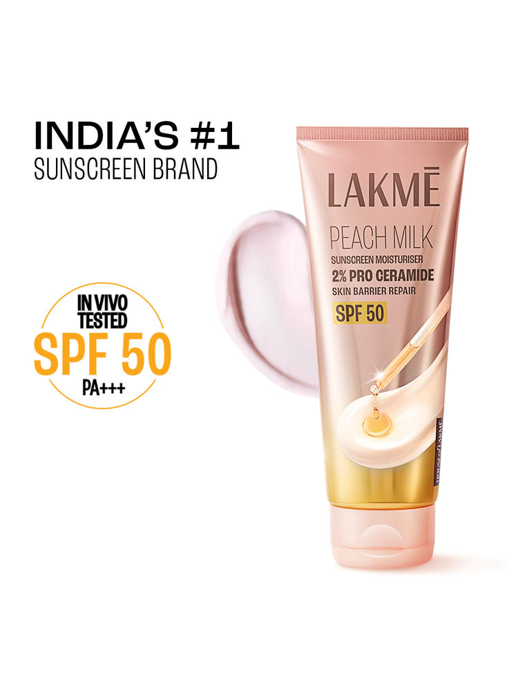 Lakme Peach Milk SPF 50 Sunscreen Moisturiser With 2% Pro-Ceramides & Peptides-image-41