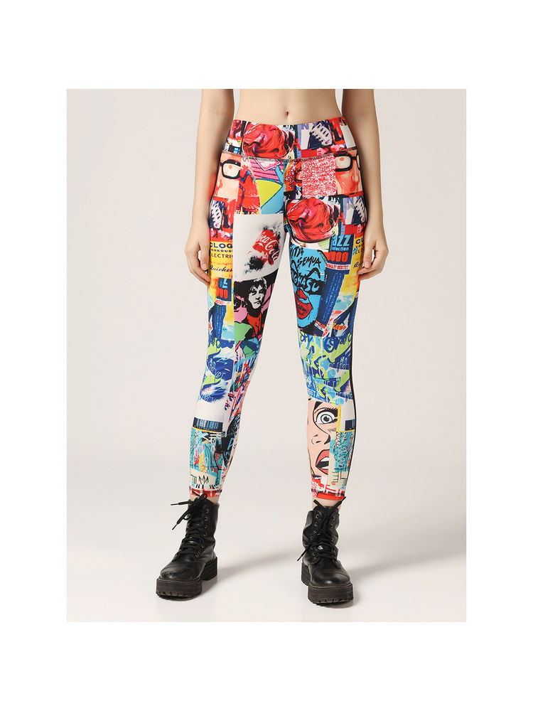 Muscle Torque High Waist Printed Workout Multi-Color Tights-image-10