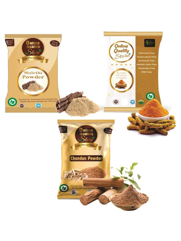 Online Quality Store Kasturi Turmeric Powder, Chandan Powder & Mulethi Powder for Hair & Skin-picture-48
