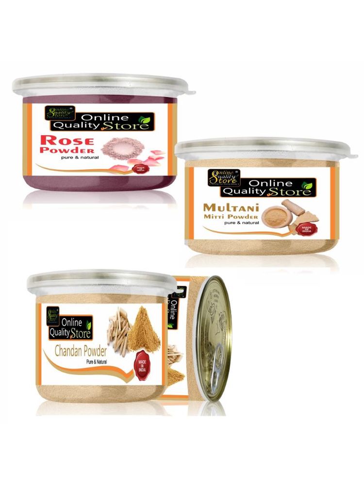 Online Quality Store Chandan Powder + Rose Powder + Multani Mitti Powder For Skin-image-2