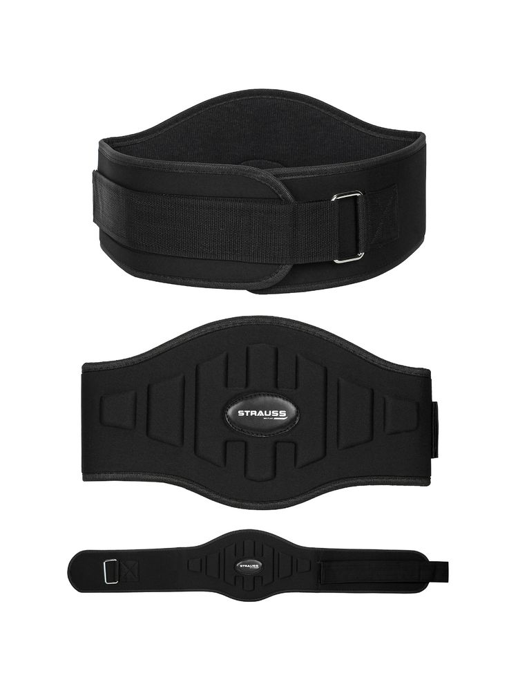 Strauss Weight-Lifting Gym Belt Waist Support (Black)