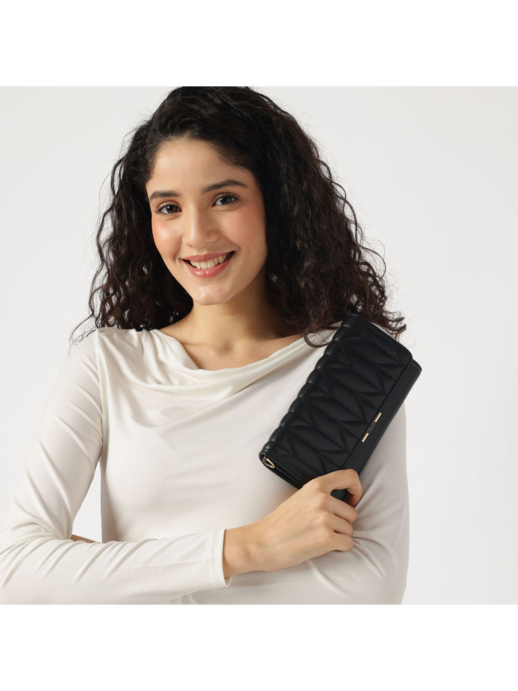 fastrack accessories Fastrack Black Textured Wallet with Detachable Chain Strap-picture-10