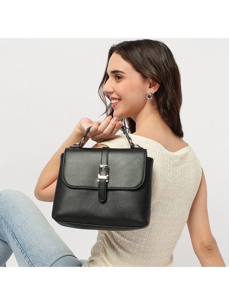 fastrack accessories Fastrack Black Solid Mini Vibe Slingbag with Detachable Strap-picture-13