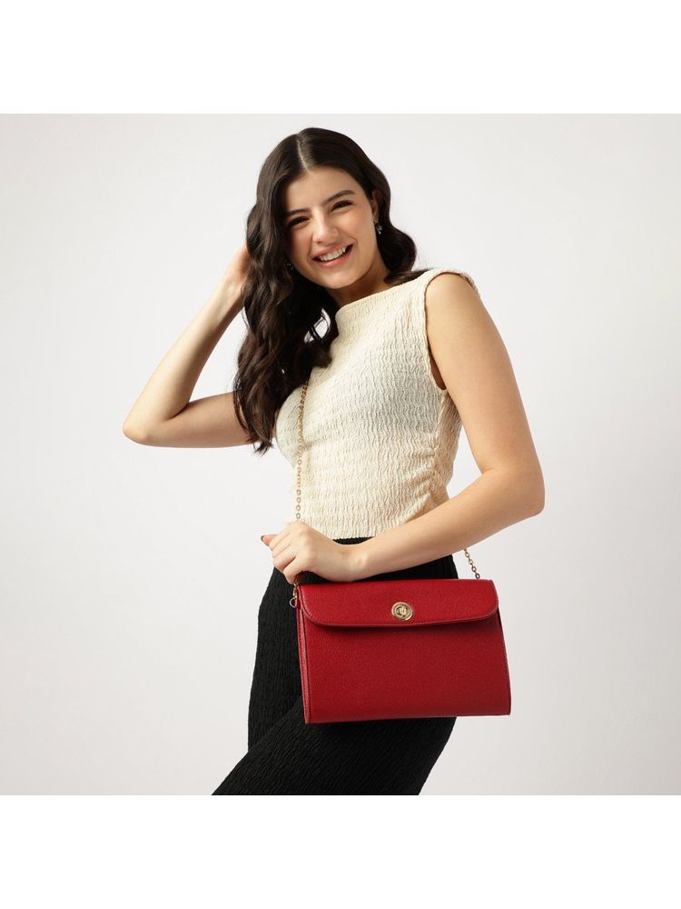 fastrack accessories Fastrack Red Textured Chain Reaction Slingbag with Detachable Chain Strap-picture-23
