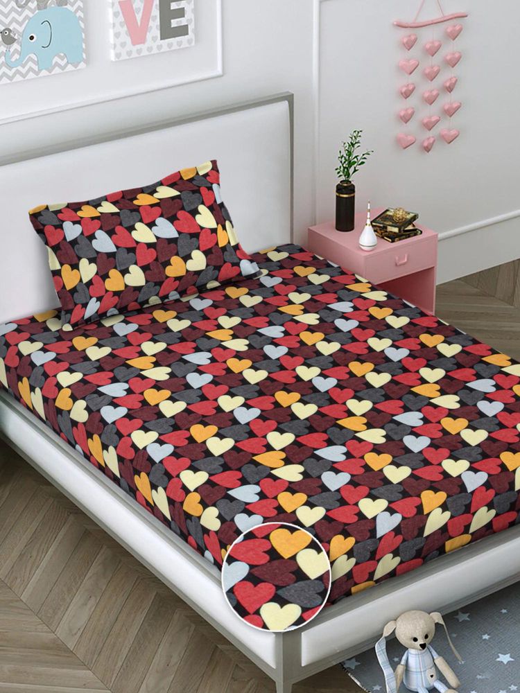 FABINALIV Multi-Color Graphic Wollen Single Bedsheet with Pillow Cover-image-28