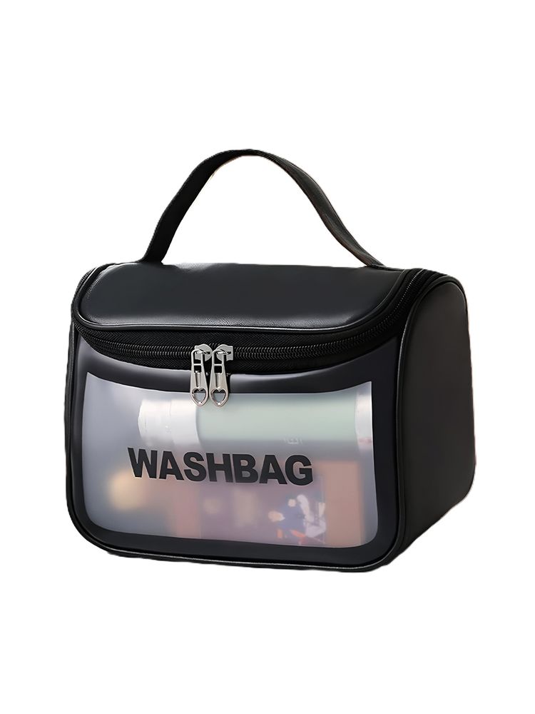 Matra Transparent Travel Wash Bag Toiletry Organizer Makeup Cosmetic Pouch Kit Hook Handle Black-picture-17