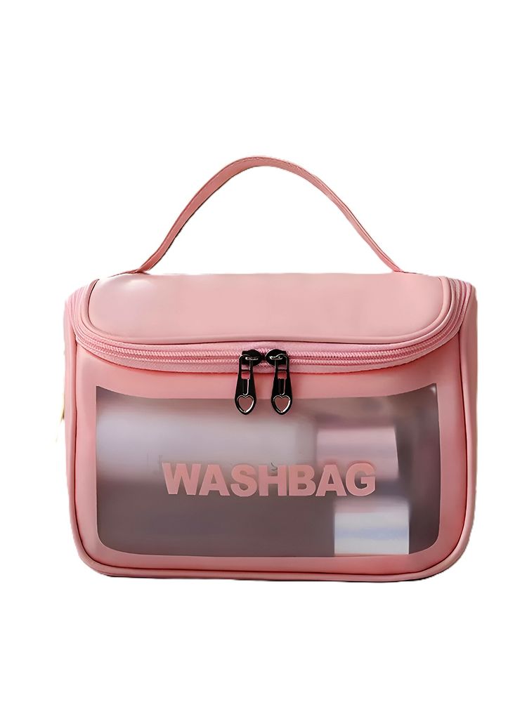 Matra Transparent Travel Wash Bag Toiletry Organizer Makeup Cosmetic Pouch Kit Hook Handle Pink-picture-22