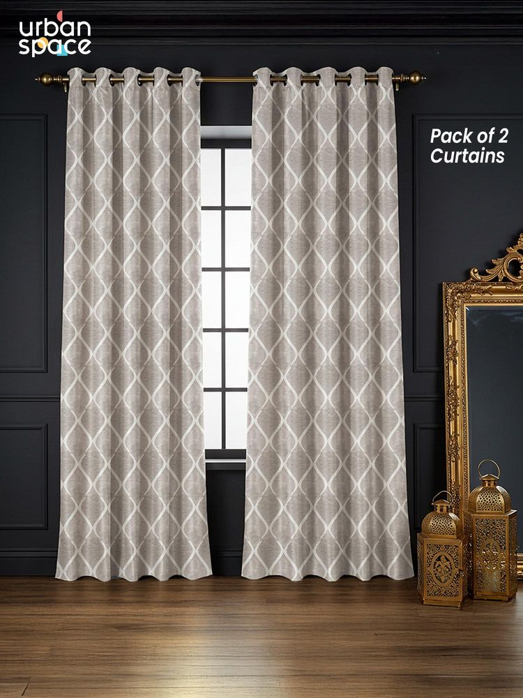 Urban Space Canopy Clay Pink Blackout Jacquard Curtains (Pack of 2)-image-42