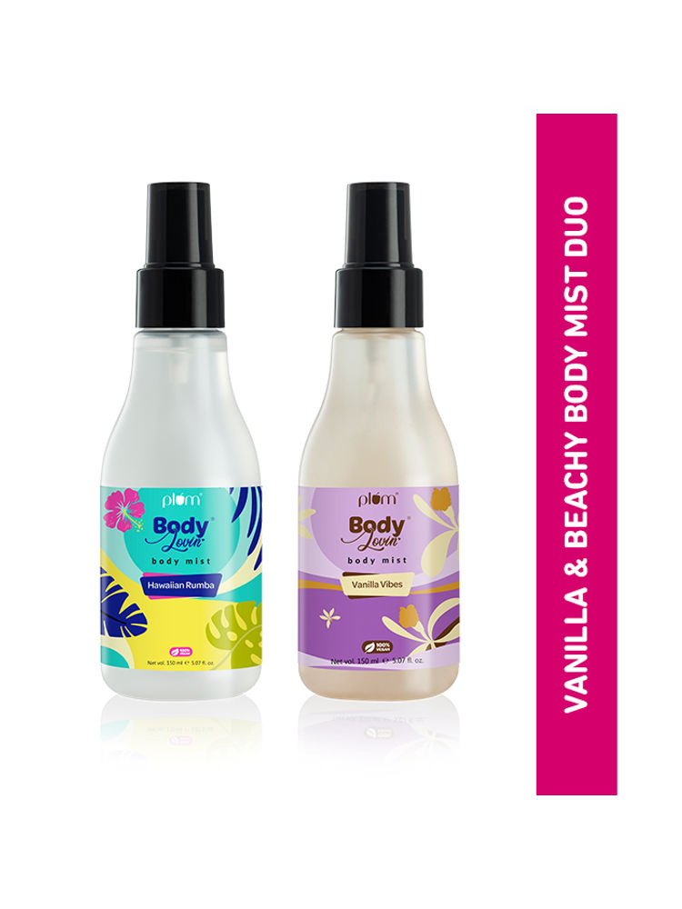 Plum Bodylovin' Vanilla & Beachy Vibes Body Mist Duo Super-refreshing Aloe-infused