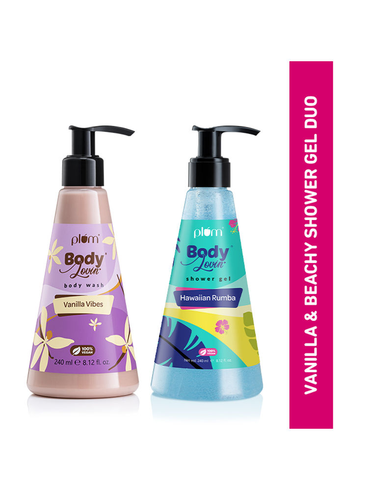 Plum Beaches 'n Bakeries Shower Gel Duo - Hawaiian Rumba & Vanilla Vibes Shower Gels