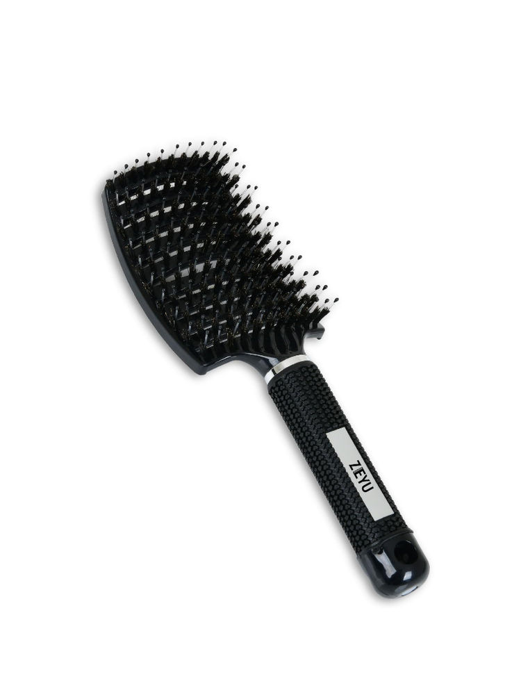 ZEYU Detangler Big Curved Brush With Natural Boar Bristles- Black-picture-25