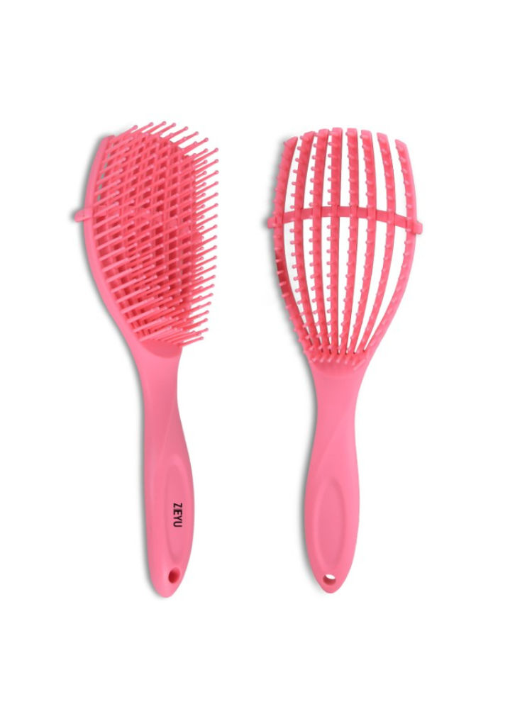 ZEYU Detangler Hairbrush for Curly Hair – 8-Row Flexible & Soft Nylon Bristles - Pink-picture-16