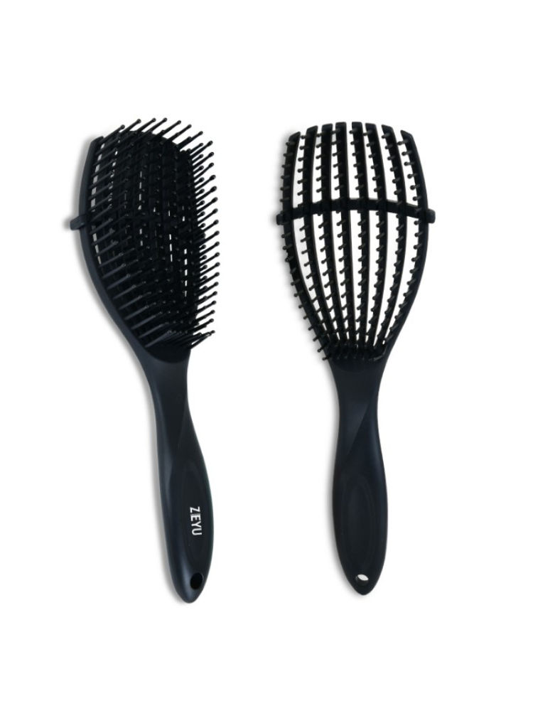 ZEYU Detangler Hairbrush for Curly Hair – 8-Row Flexible & Soft Nylon Bristles - Black-picture-15