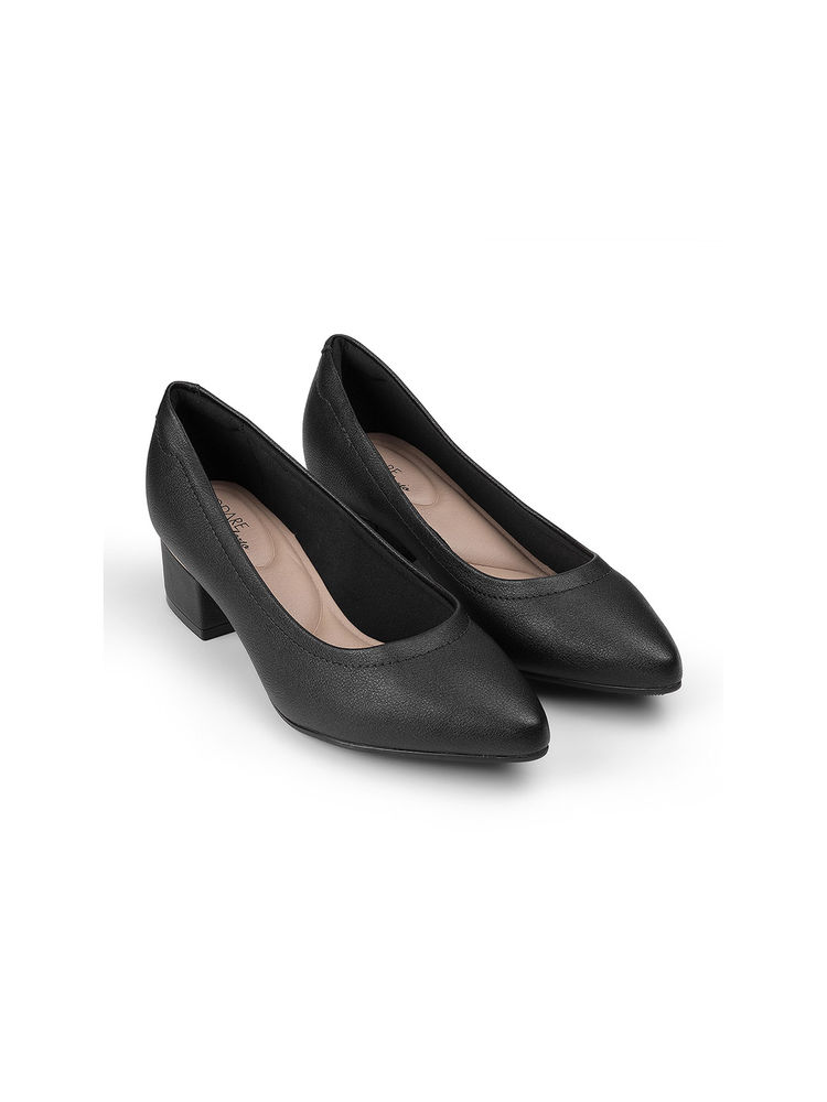 MODARE Women Black Block Heel Pumps-picture-17