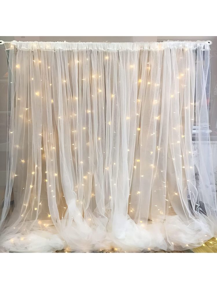 Special You White Net Curtain with Led Light for Backdrop Decoration (Set Of 6)-picture-23