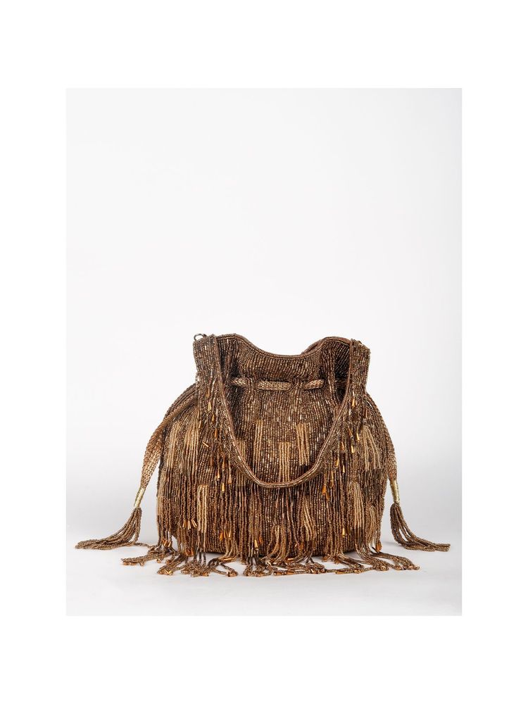 Odette Brown Embellished Sequined Potli Bags-image-27