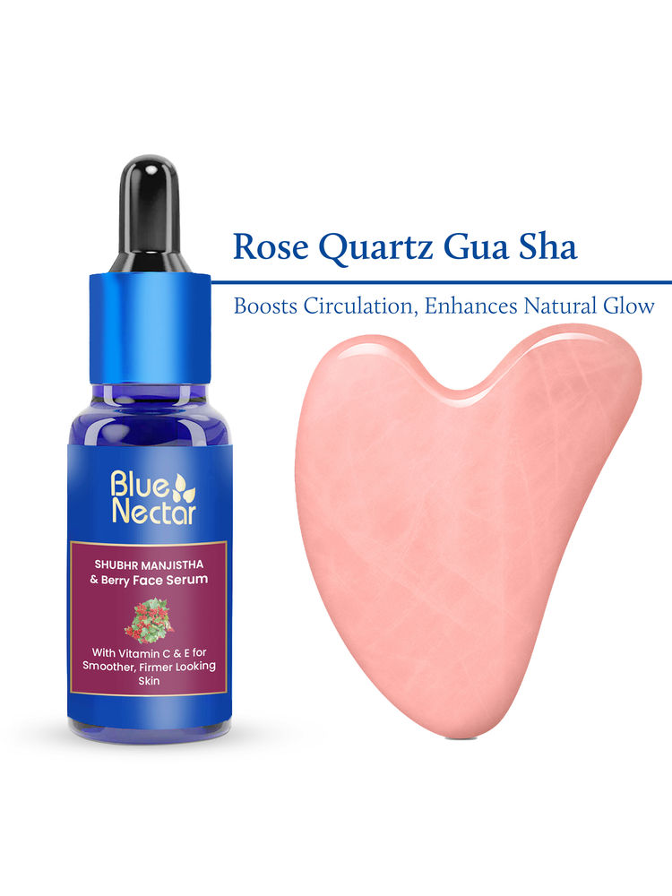 Blue Nectar Rose Quartz Gua Sha Stone For Face With Manjistha & Berry Serum-image-25