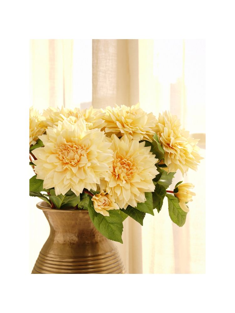 Pure Home + Living Yellow Artificial Dahlia Flower Stem - Single-image-4