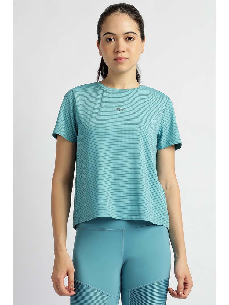 Reebok Women Blue Striped T-Shirt-picture-24