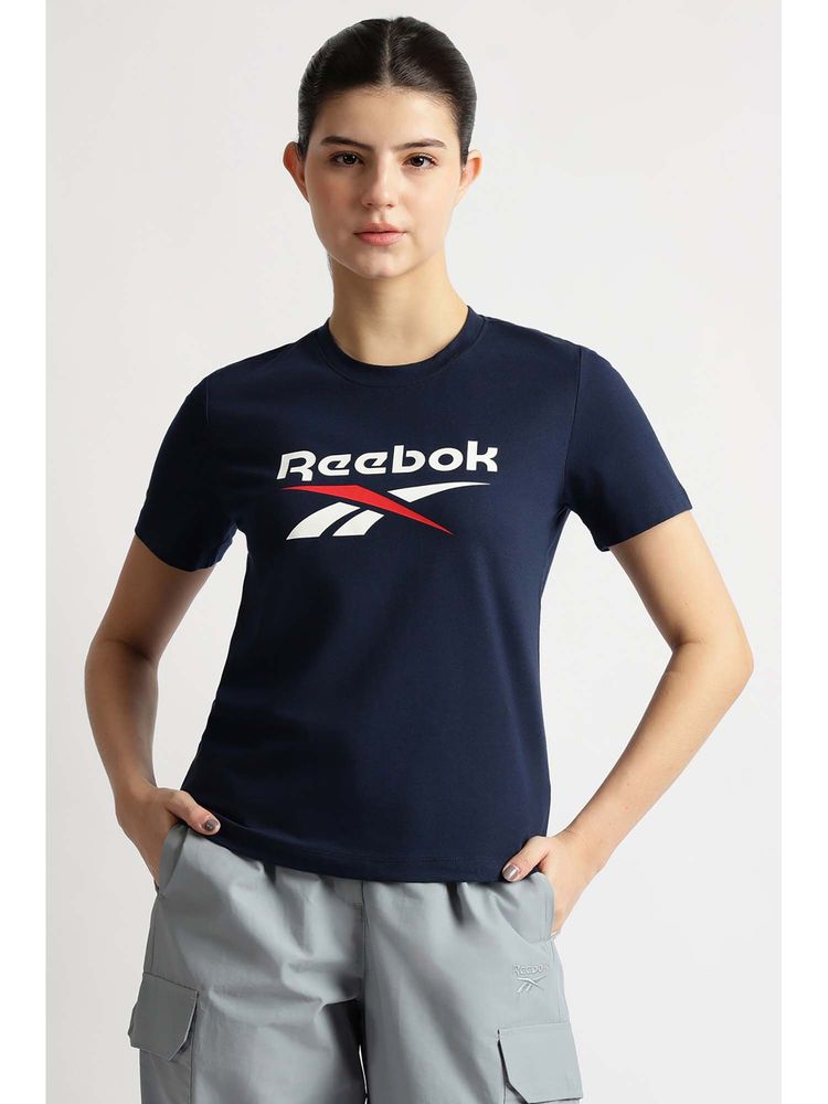 Reebok Women Navy Blue Solid T-Shirt-picture-20