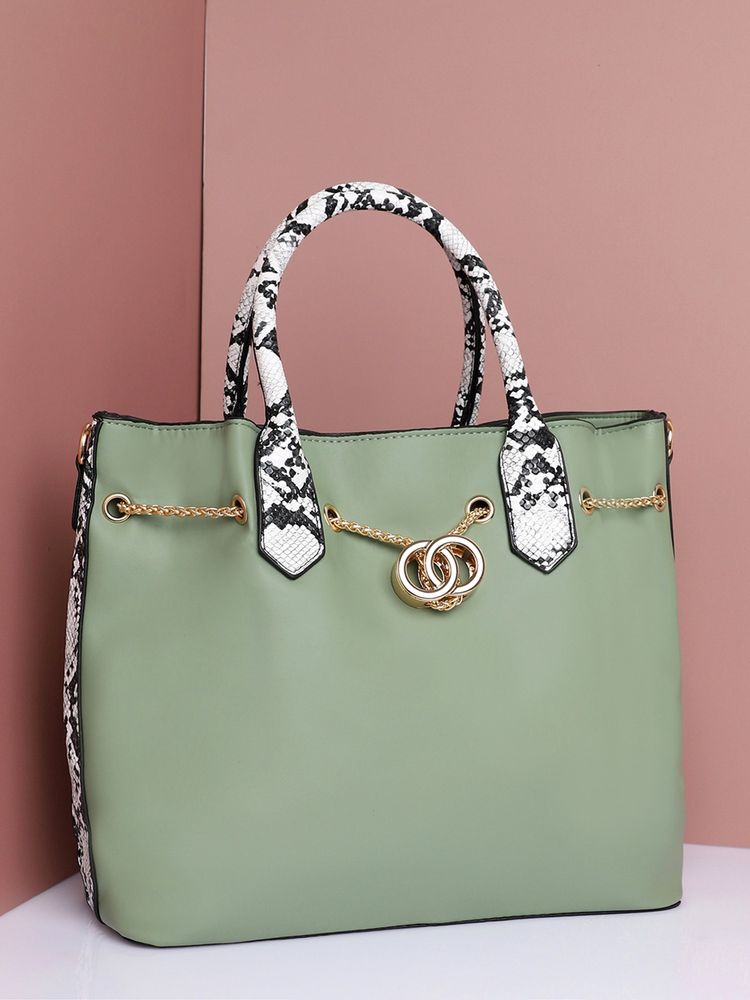 Haute Sauce Solid Green tote Bag with Pouch-picture-14