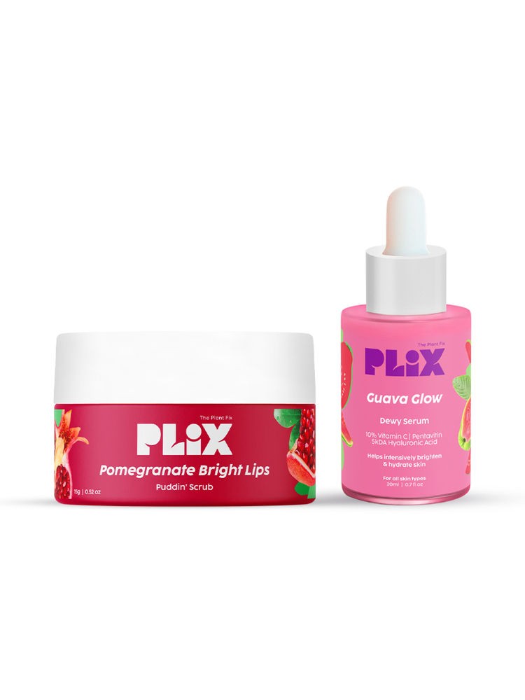 Plix 10% Vitamin C Glow Face Serum & Lip Scrub Combo For Skin Brightening & Exfoliate Lips