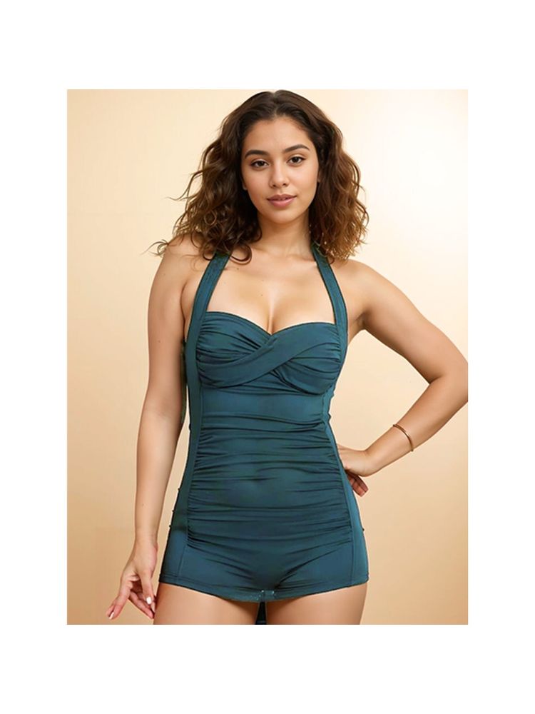 WomanLikeU Teal Full Coverage Padded Monokini Bodysuit-picture-15