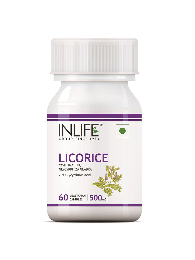 Inlife Licorice Root (Yastimadhu) Standardized to 20% Glycyrrhizinic Acid 500mg Capsules-picture-48