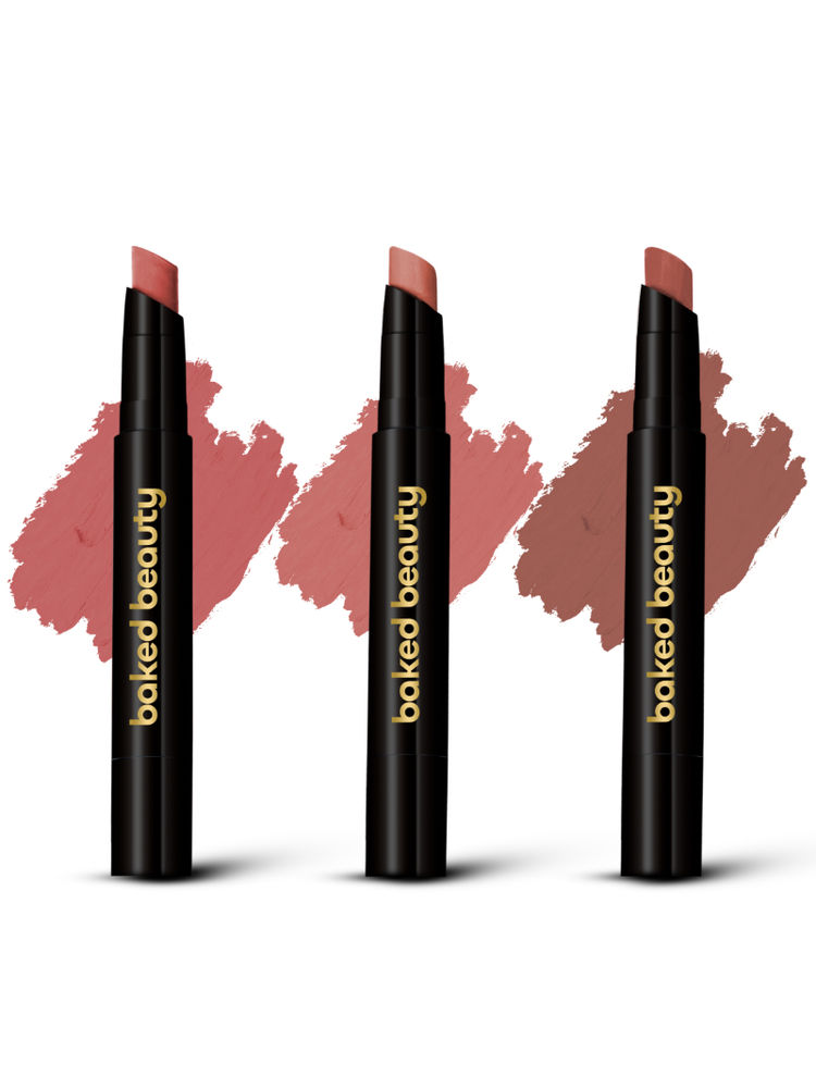 Baked Beauty My Crayon Lip Eclair Super Matte Lip Cream Crayon Lipsticks - Pack of 3-picture-49