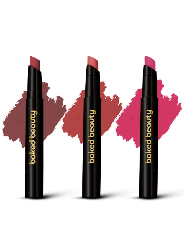 Baked Beauty My Crayon Midnight Kiss Super Matte Lip Cream Crayon Lipsticks - Pack of 3-image-41