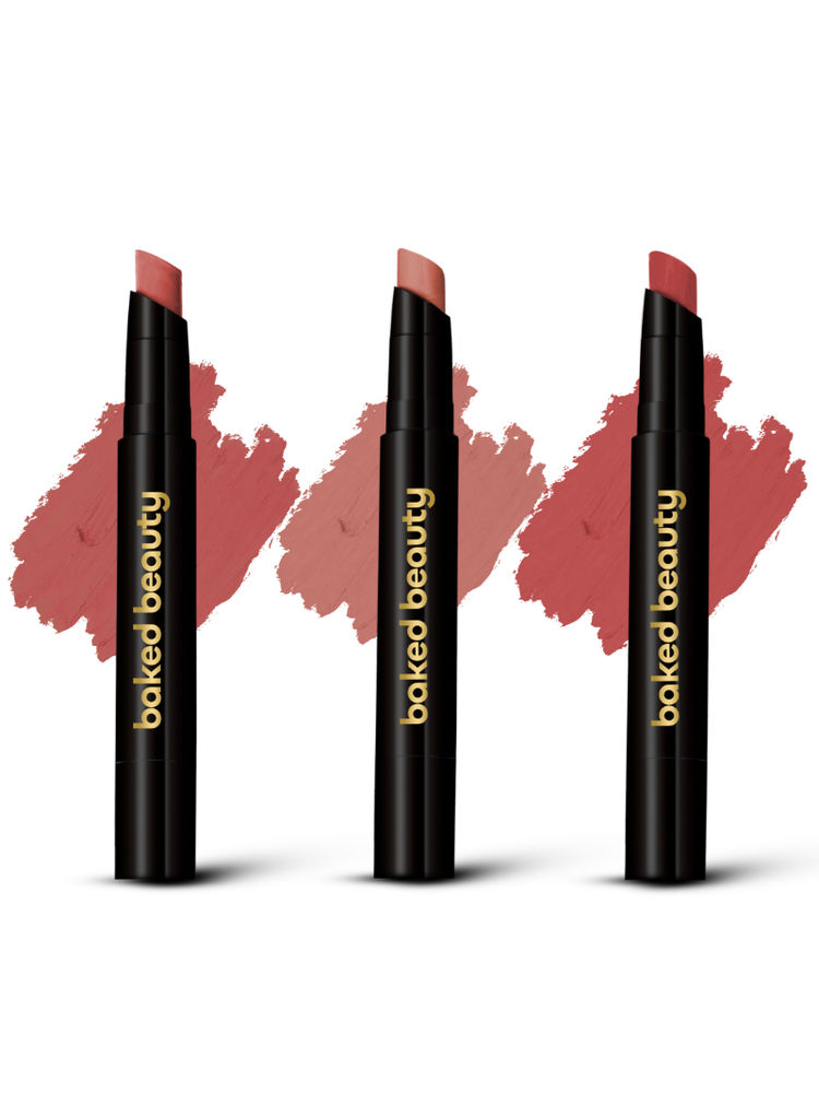 Baked Beauty My Crayon Mocha Talk Super Matte Lip Cream Crayon Lipsticks - Pack of 3-picture-48
