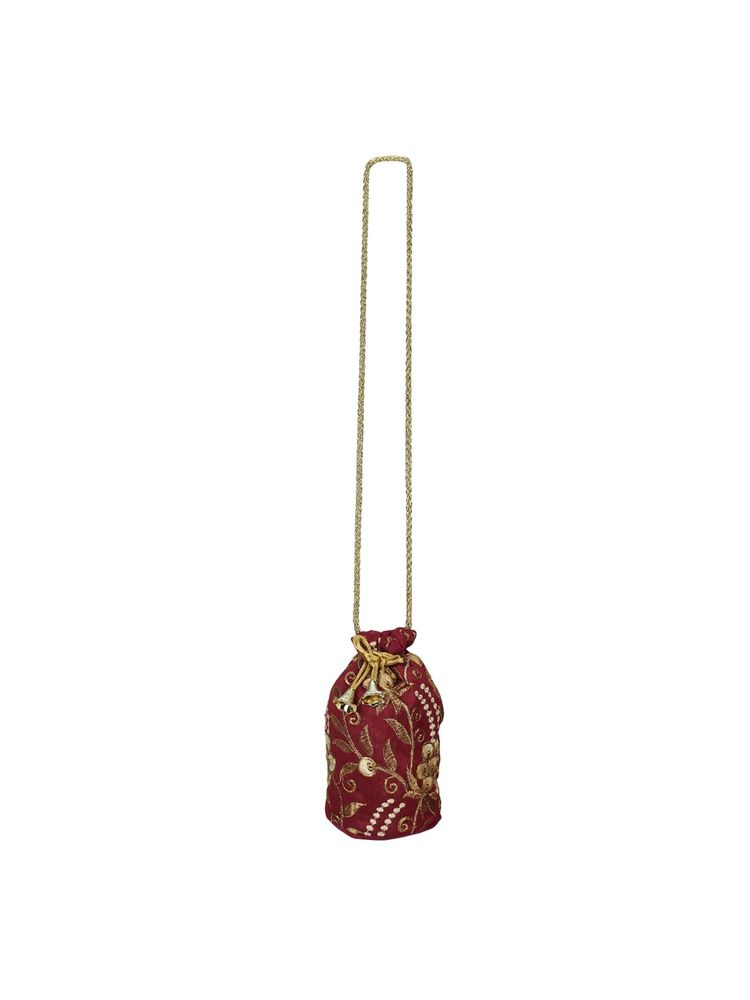Aditi Wasan Red Golden Zari Embroidered Sling Potli Bag-picture-33