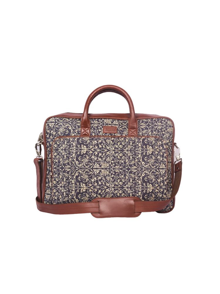 Zouk Womens Handcrafted Black Printed Laptop Bag for 15.6 Inch Laptop