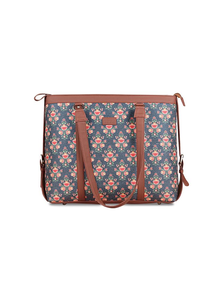 Zouk Womens Handcrafted Vegan Mughal Garden Print Office Bag - Fits Upto 15.6 Inch Laptop-image-12