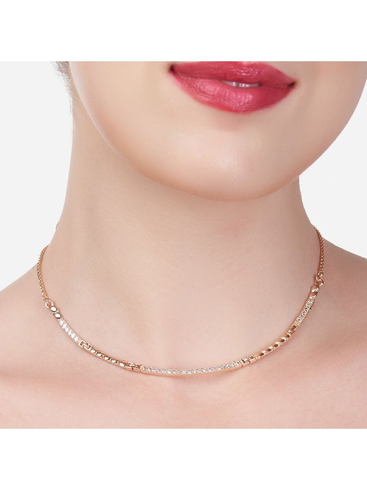 Zaveri Pearls Rose Gold Contemporary Cubic Zirconia Sleek Necklace-ZPFK15265-picture-23