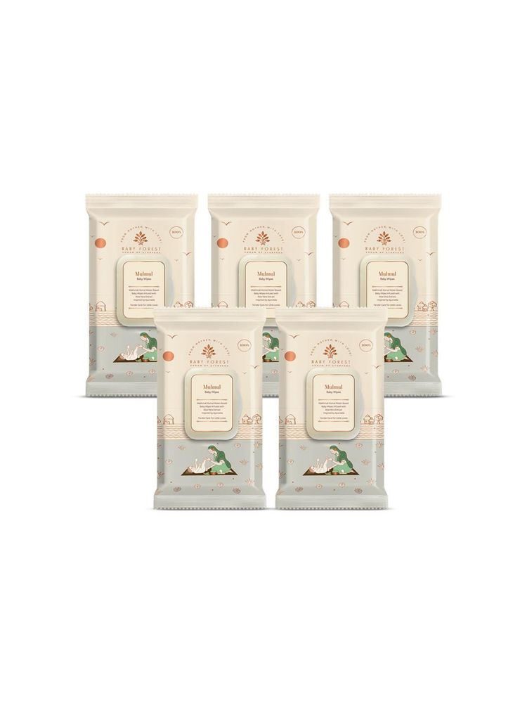 BABY FOREST Mulmul Baby Wipes - Pack of 5