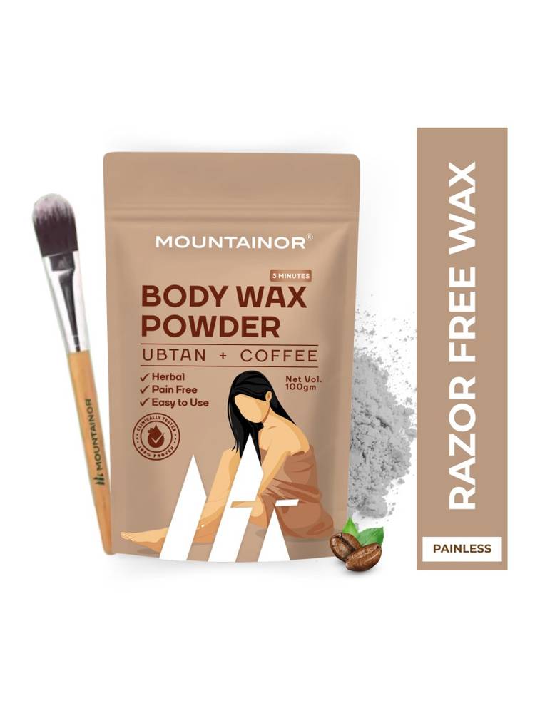 MOUNTAINOR Body Wax Powder with Ubtan and Coffee, Painless Hair Removal Powder for Smooth Skin