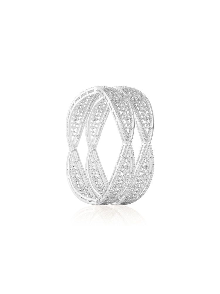 Indinoor Zircon Silver Bangle Set-picture-11